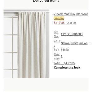 H&M Home Multiway Blackout Curtains 55x98 2 Pack